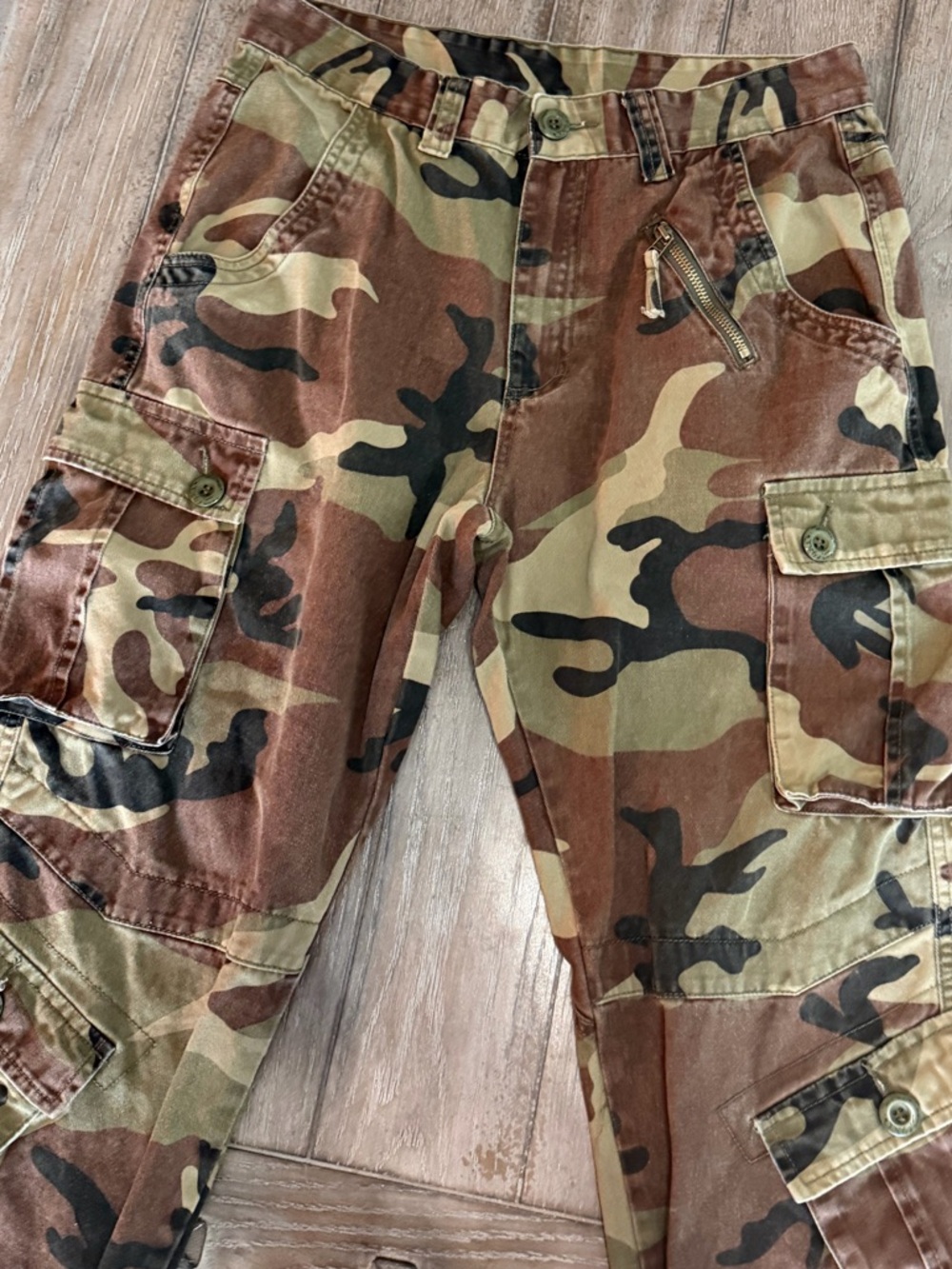 Camo Cargo Pants - Green Brown Black - Picture 8 of 15